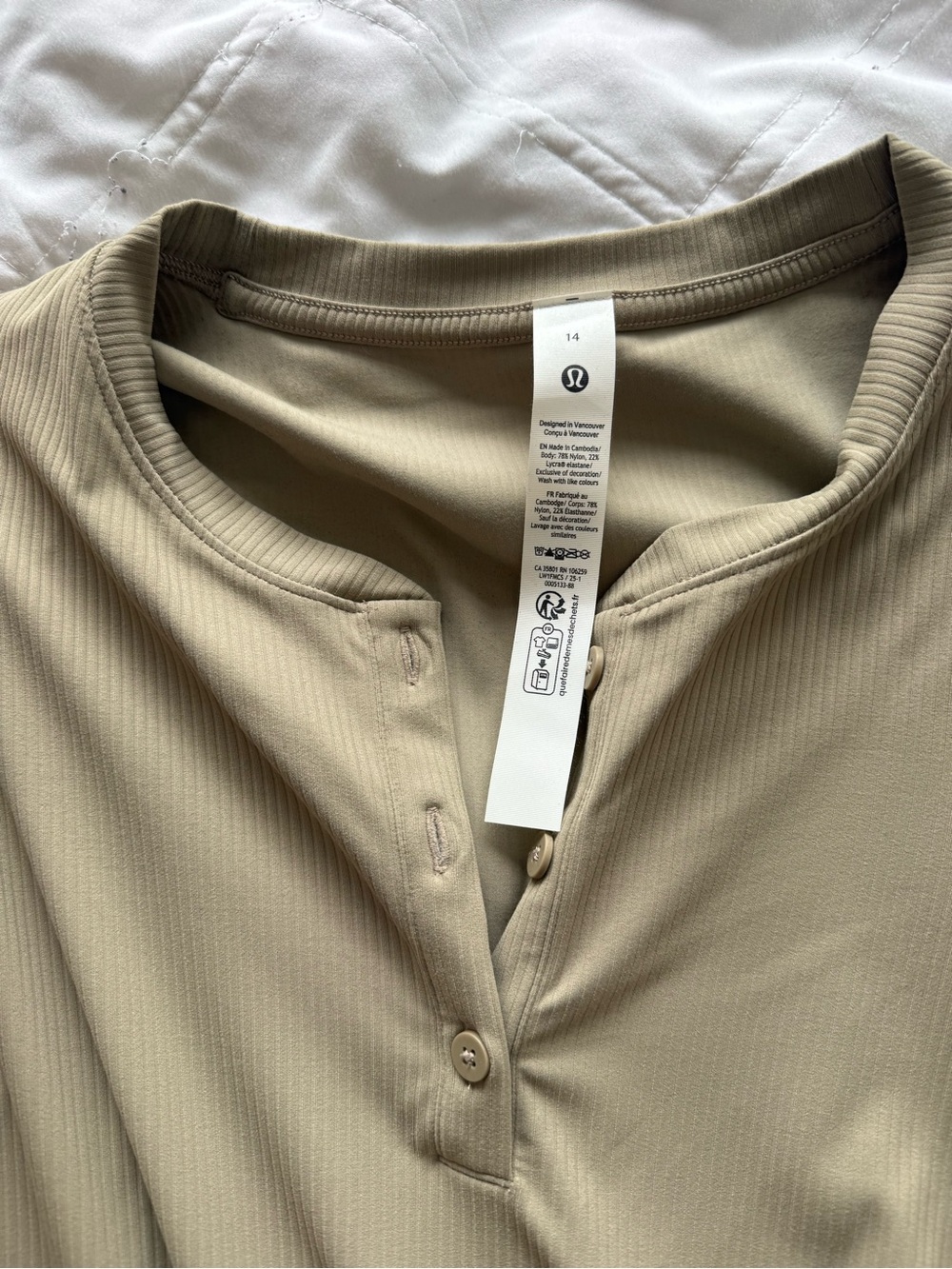 lululemon all aligned ribbed  long sleeve Henley dress - sheer oak